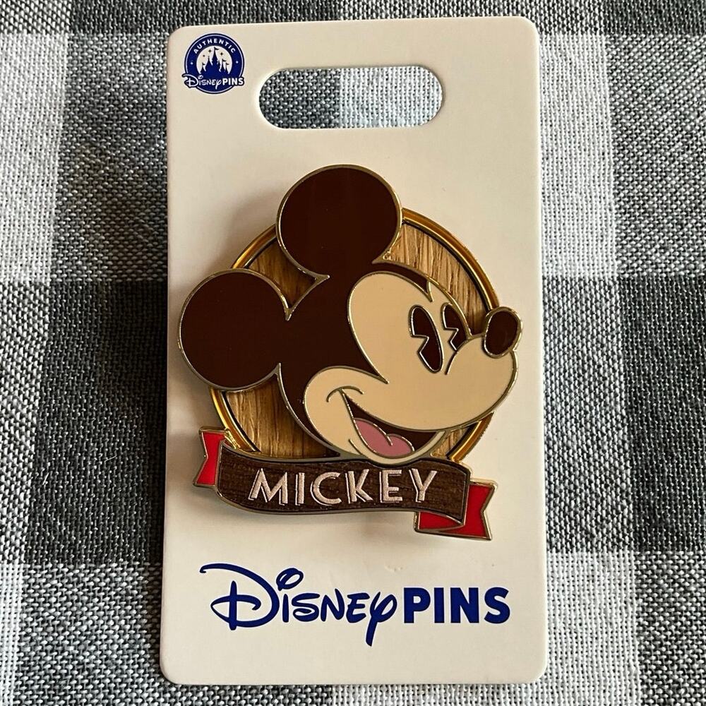 New Disney Parks Woodgrain Mickey Pin 2025 NWT